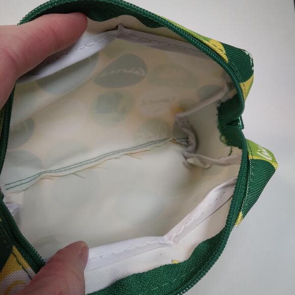 Lancome Cosmetics Small Zip-up Bag 6x5.5x2" Retro Yellow Lime Green White NWOT - Picture 8 of 9